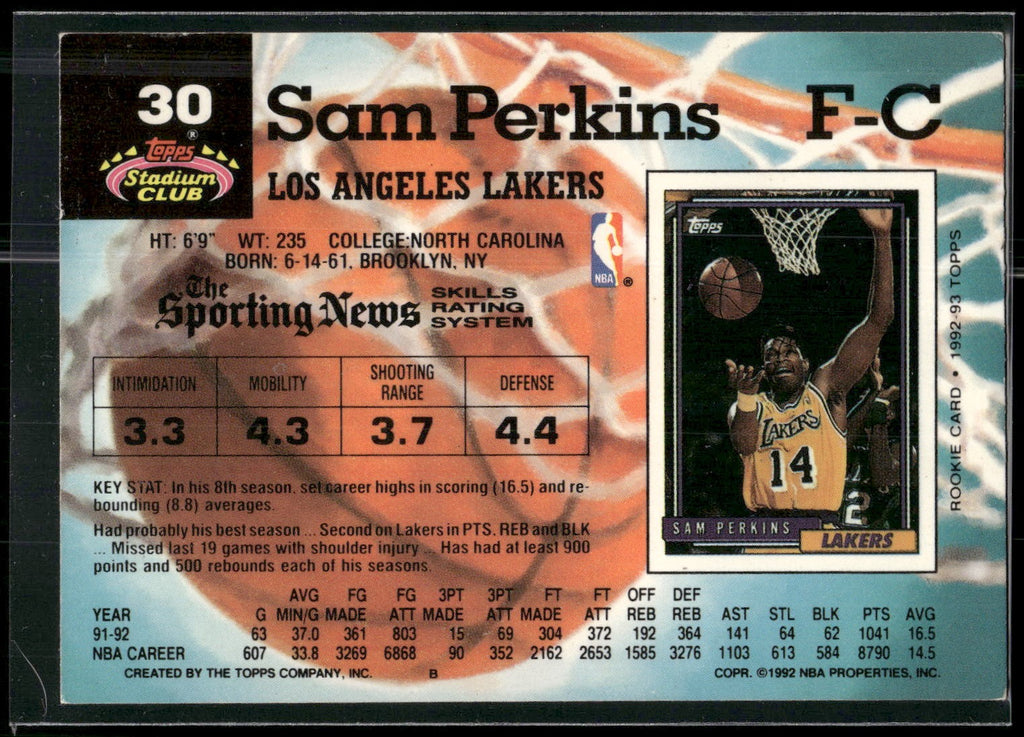 1992-93 Stadium Club #30 Sam Perkins