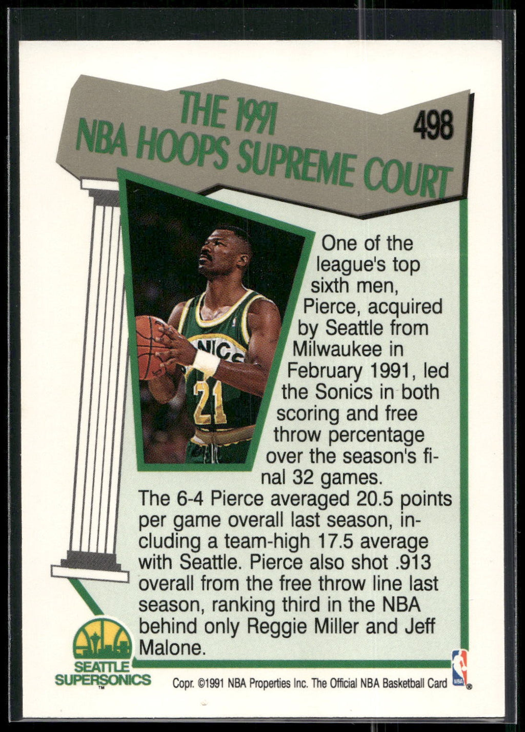 1991-92 Hoops #498 Ricky Pierce