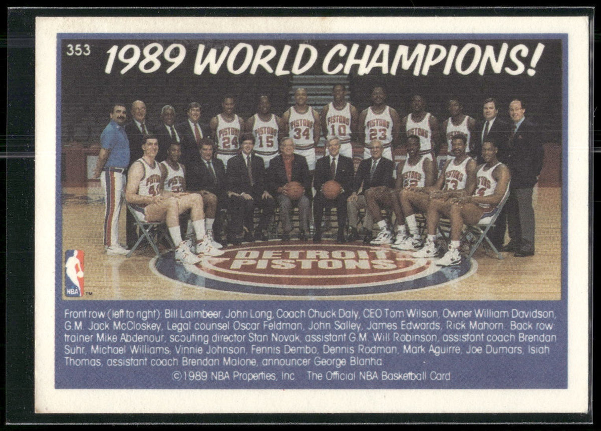 1989-90 Hoops #353b Detroit Pistons Champions