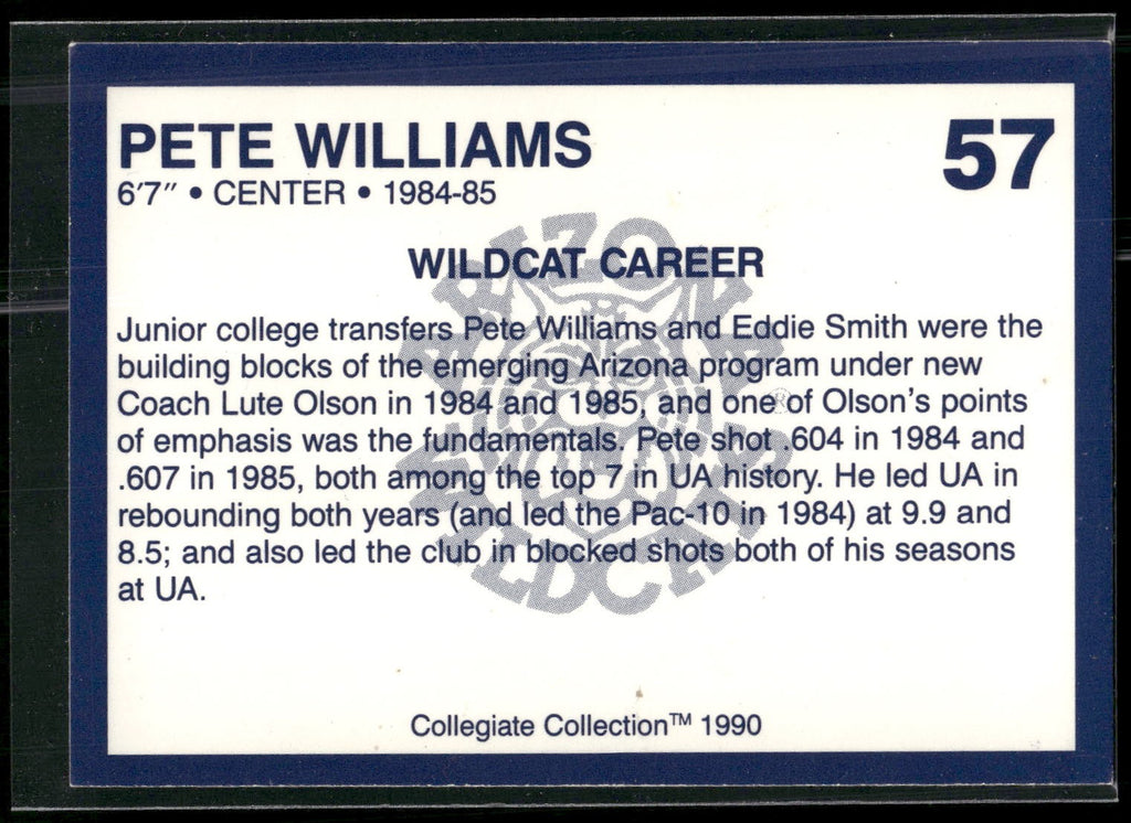 1990 Collegiate Collection Arizona Wildcats #57 Pete Williams