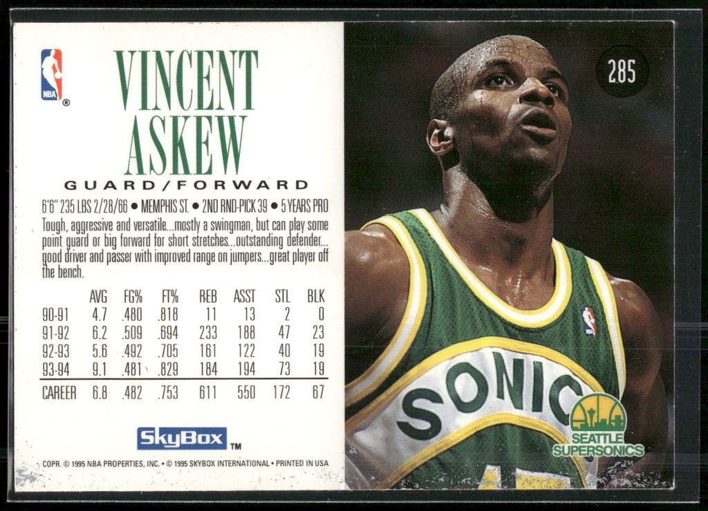 1994-95 SkyBox Premium #285 Vincent Askew