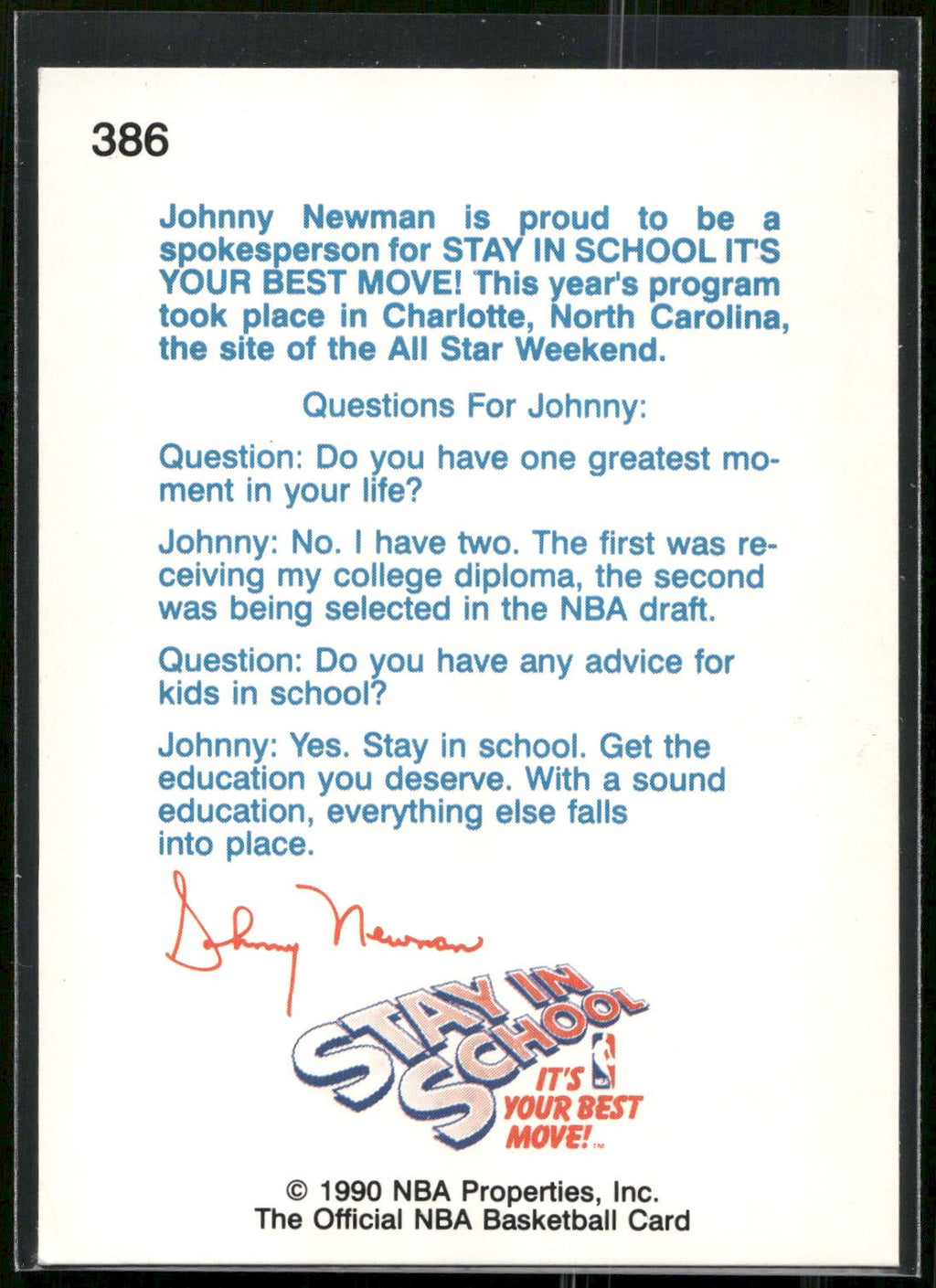 1990-91 Hoops #386 Johnny Newman