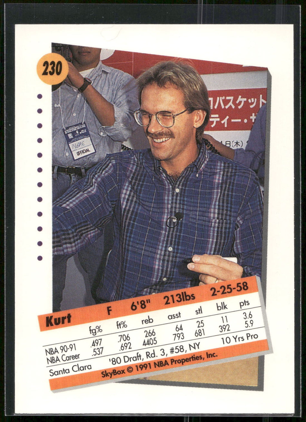 1991-92 SkyBox #230 Kurt Rambis