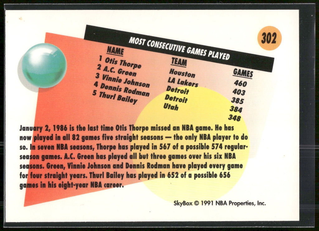 1991-92 SkyBox #302 Otis Thorpe