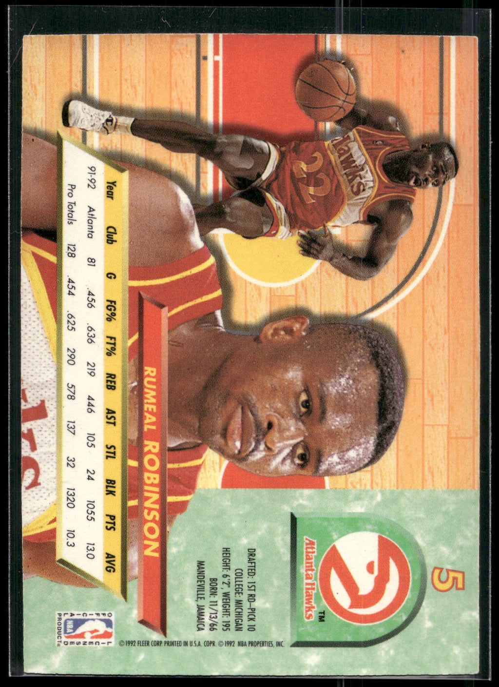 1992-93 Ultra #5 Rumeal Robinson