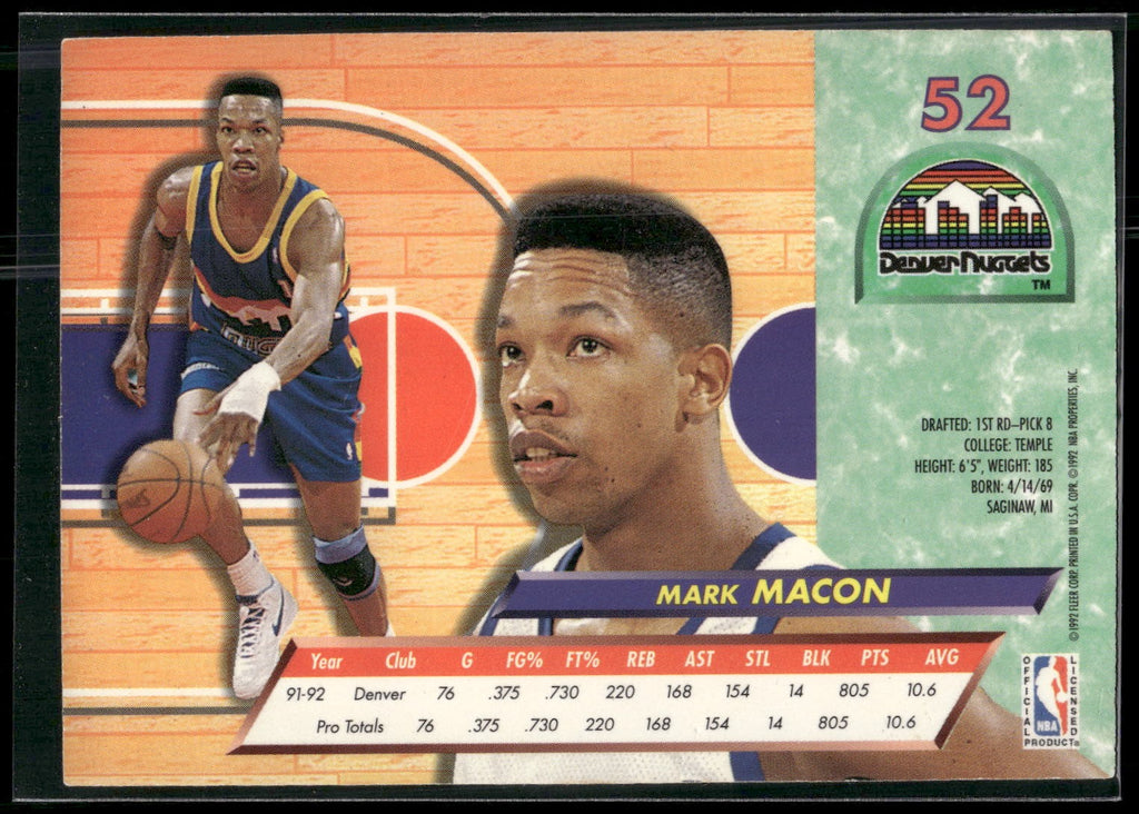1992-93 Ultra #52 Mark Macon