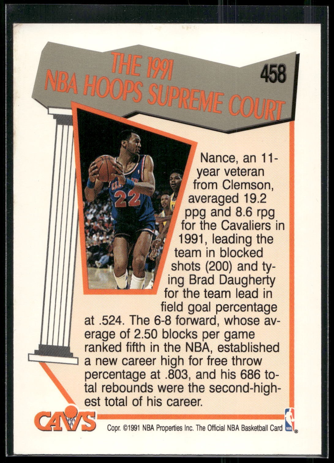 1991-92 Hoops #458 Larry Nance