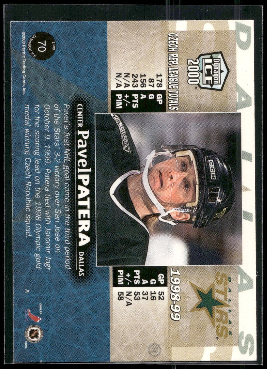 1999-00 Pacific Dynagon Ice #70 Pavel Patera