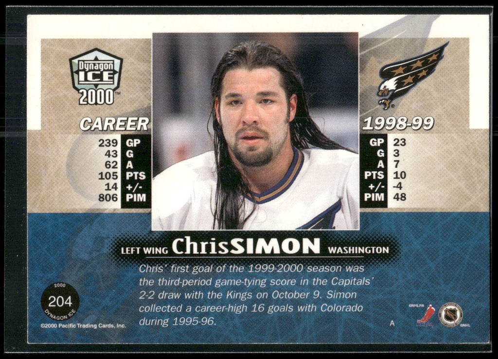 1999-00 Pacific Dynagon Ice #204 Chris Simon