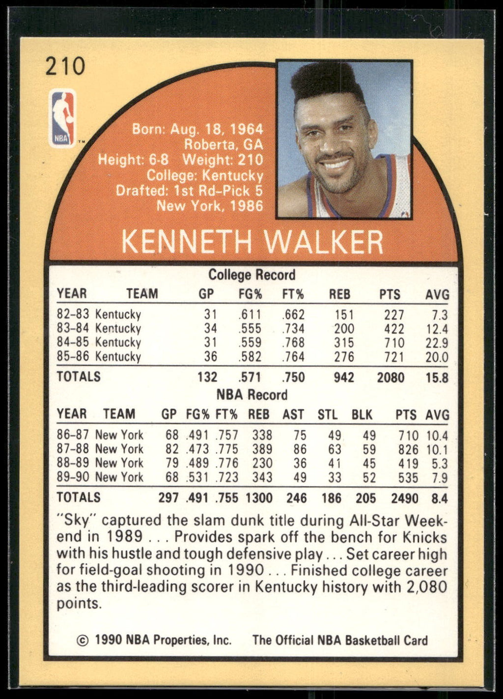 1990-91 Hoops #210 Kenny Walker