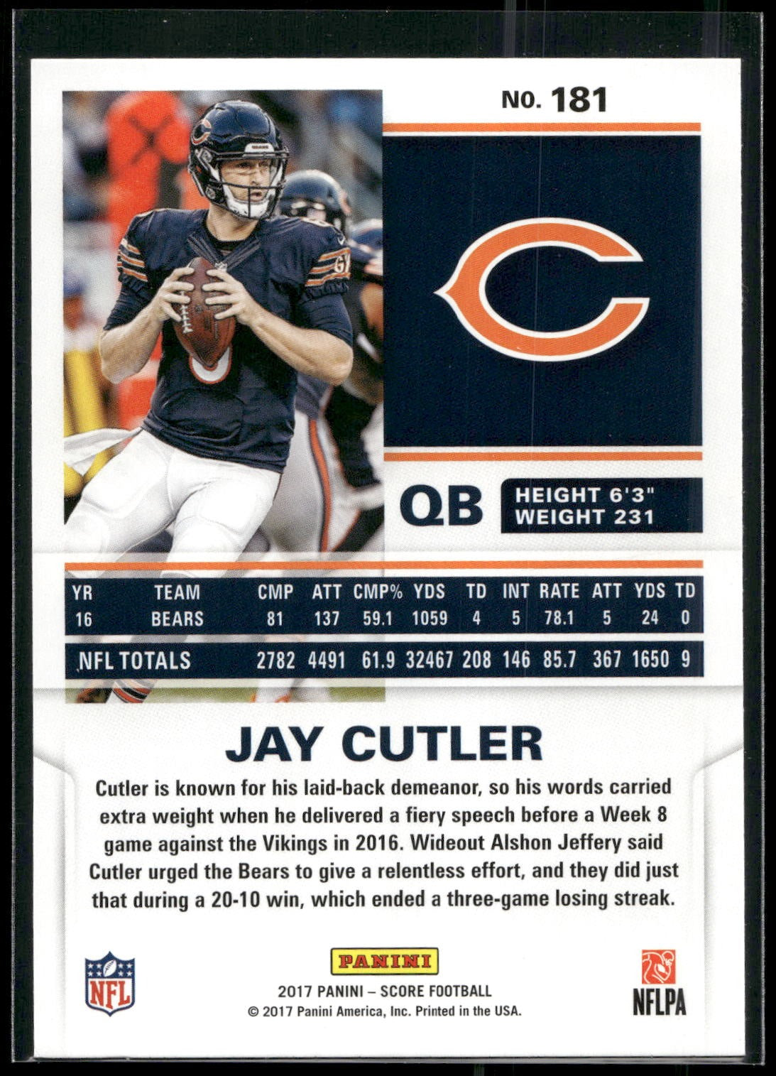 2017 Score #181 Jay Cutler