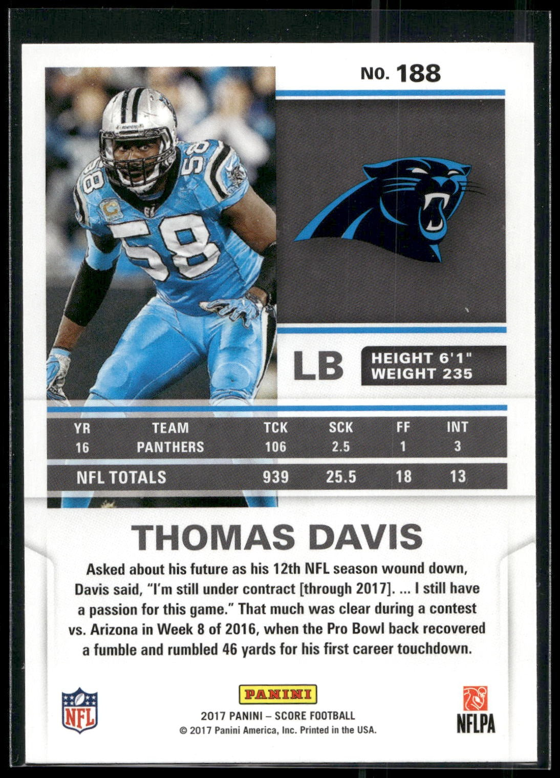 2017 Score #188 Thomas Davis