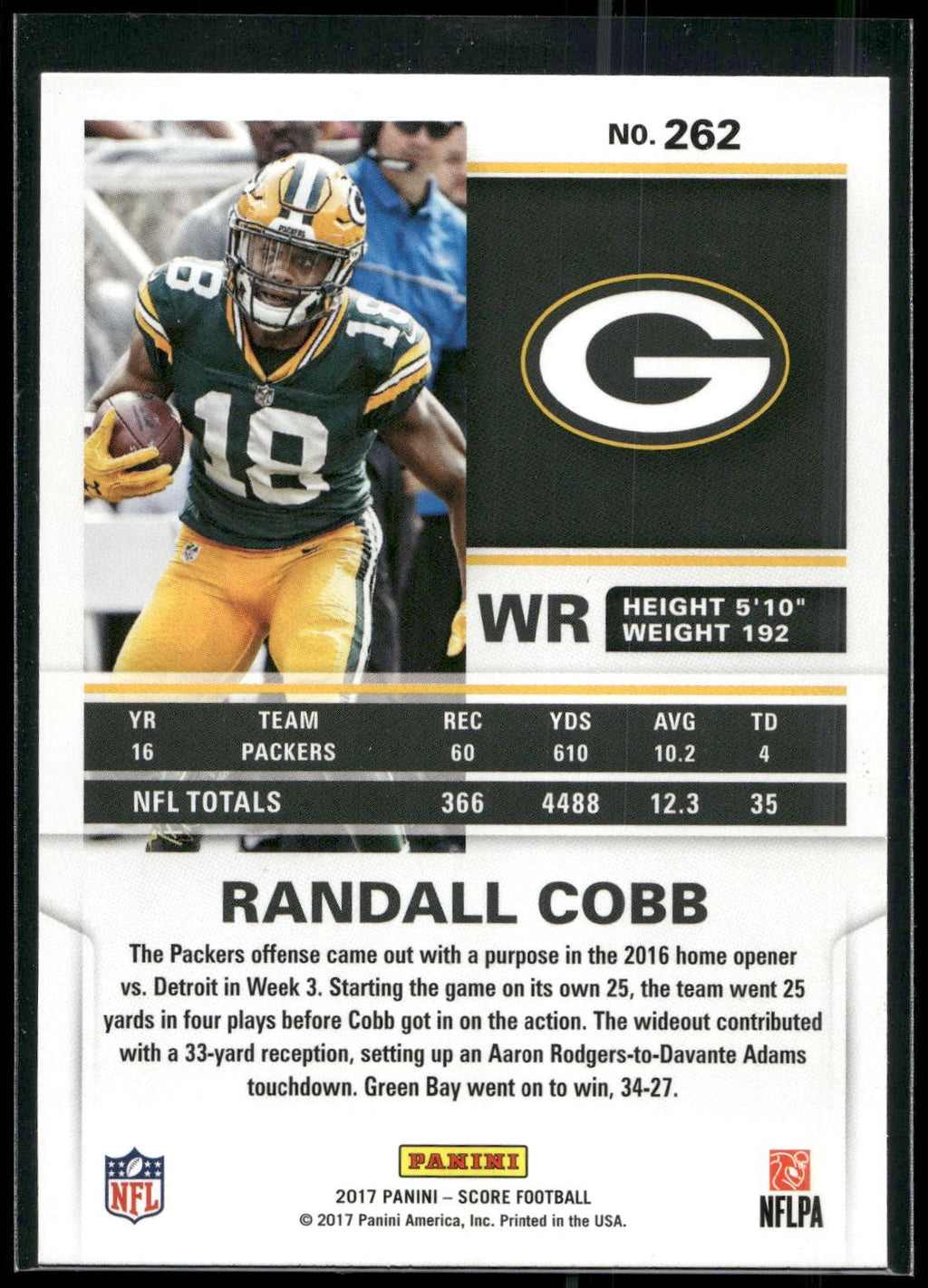 2017 Score #262 Randall Cobb