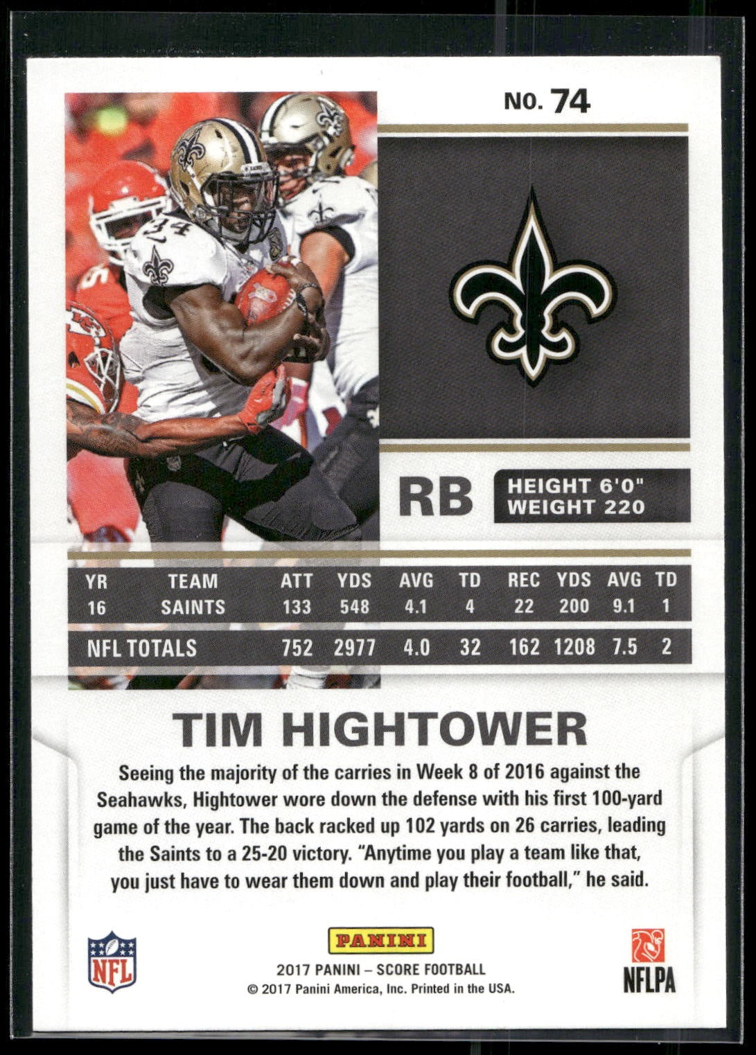 2017 Score #74 Tim Hightower