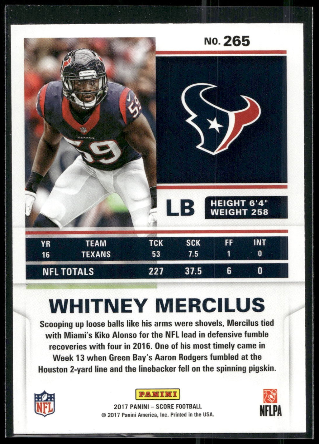 2017 Score #265 Whitney Mercilus