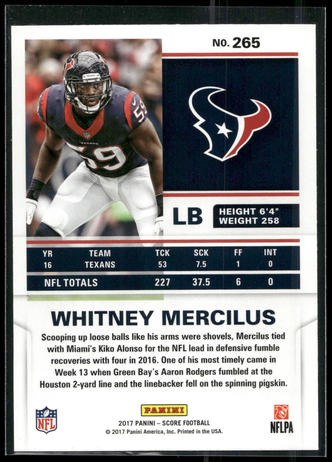 2017 Score #265 Whitney Mercilus