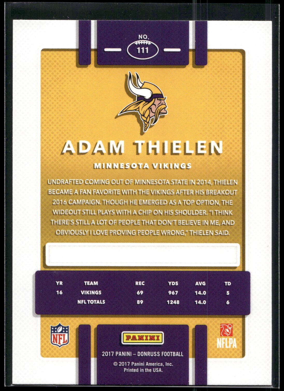 2017 Donruss #111 Adam Thielen