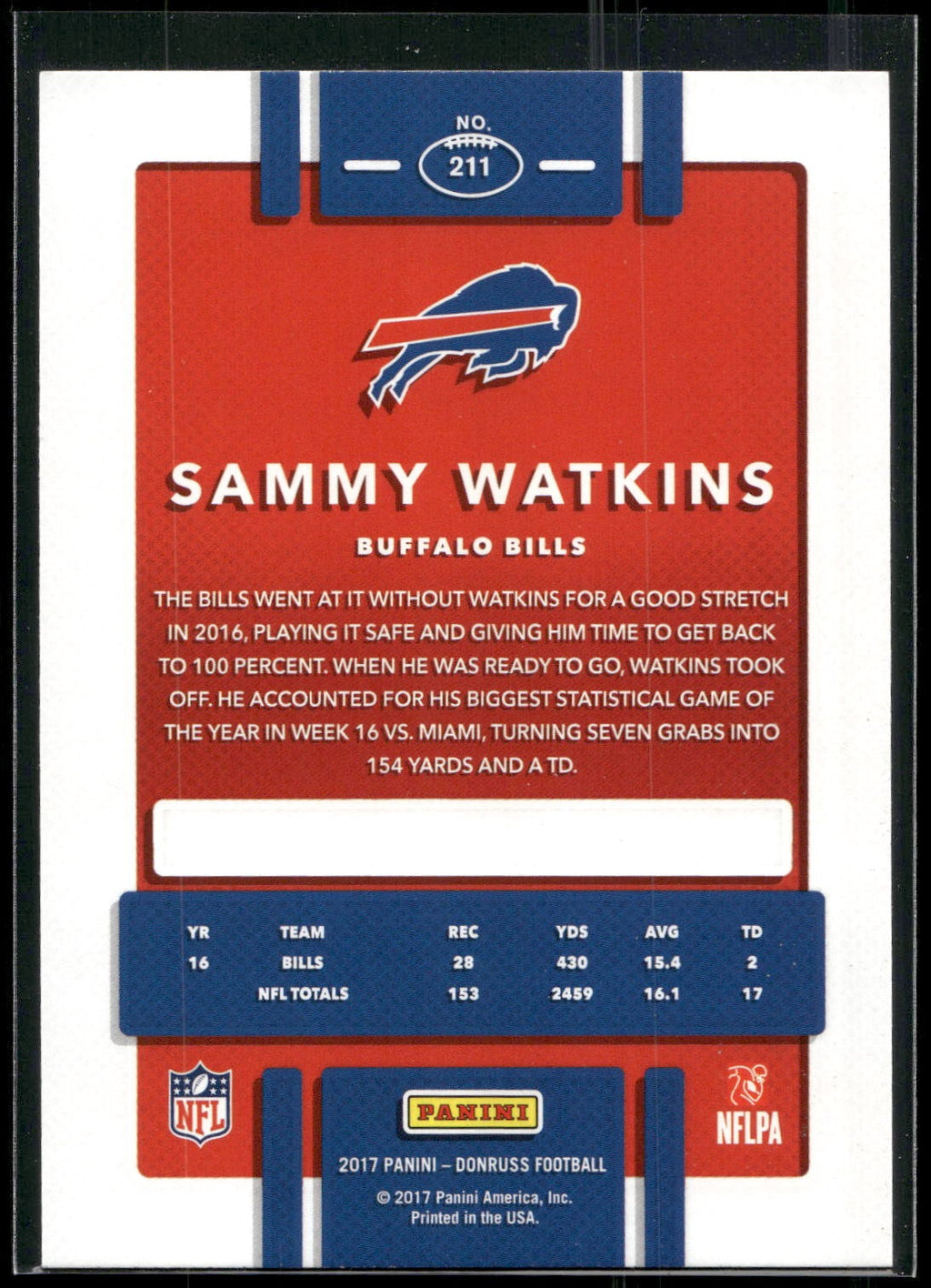 2017 Donruss #211 Sammy Watkins