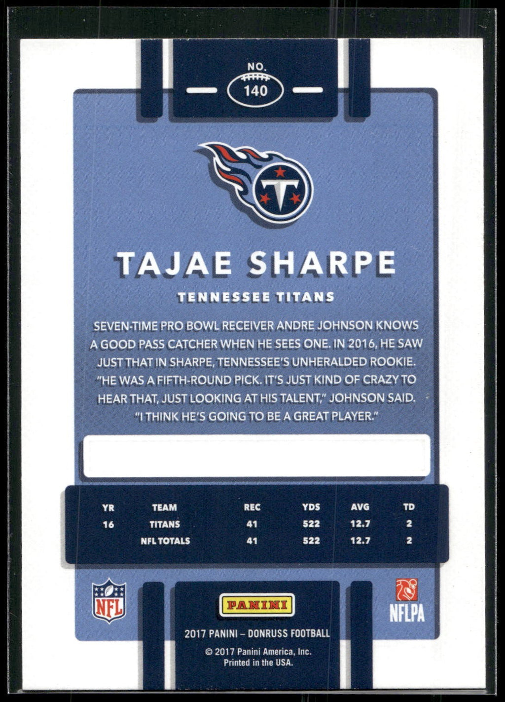 2017 Donruss #140 Tajae Sharpe