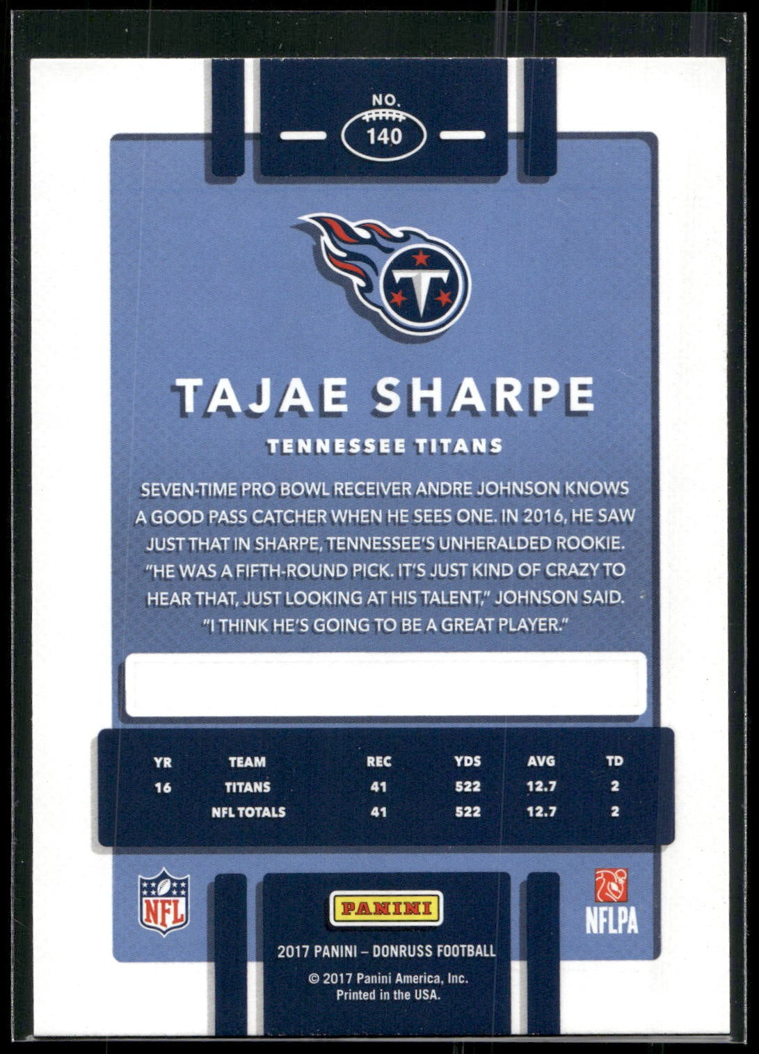 2017 Donruss #140 Tajae Sharpe