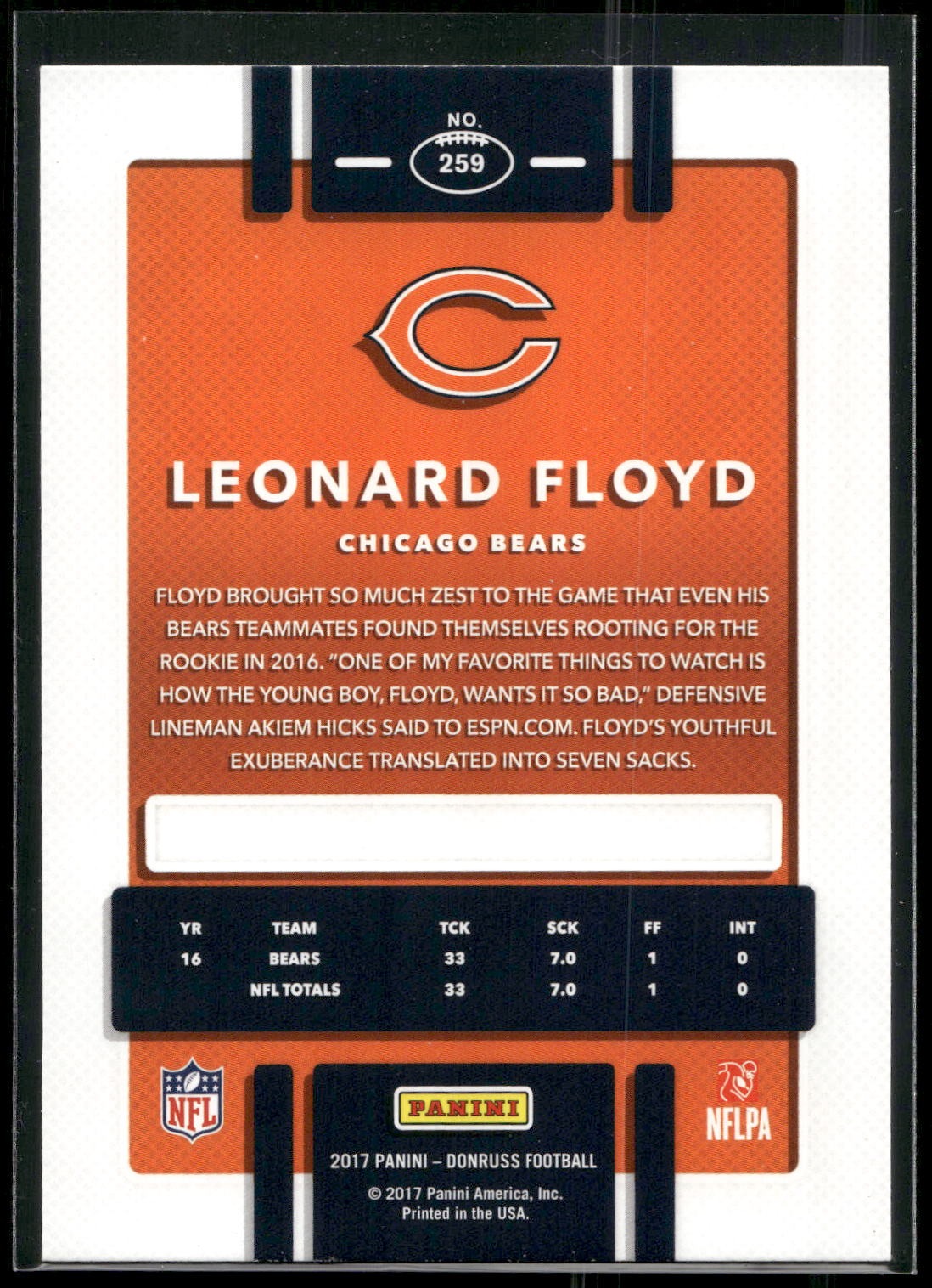 2017 Donruss #259 Leonard Floyd