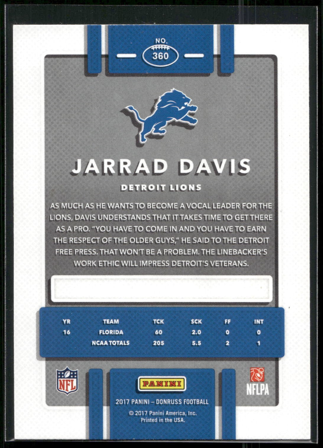 2017 Donruss #360 Jarrad Davis
