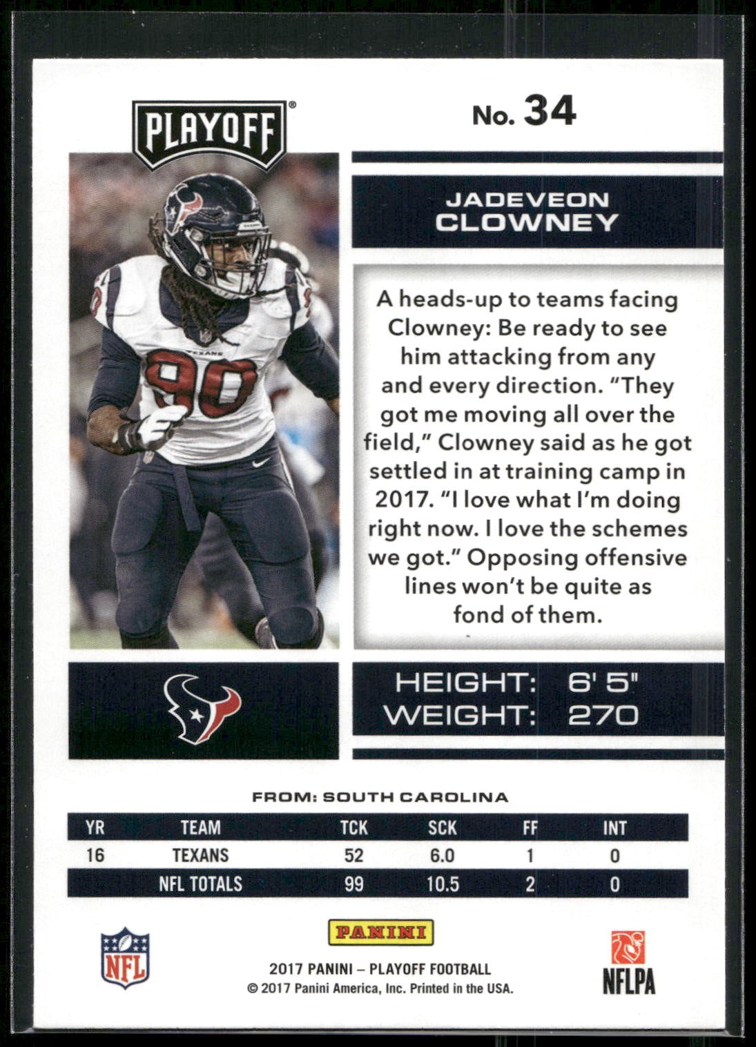 2017 Panini Playoff #34 Jadeveon Clowney