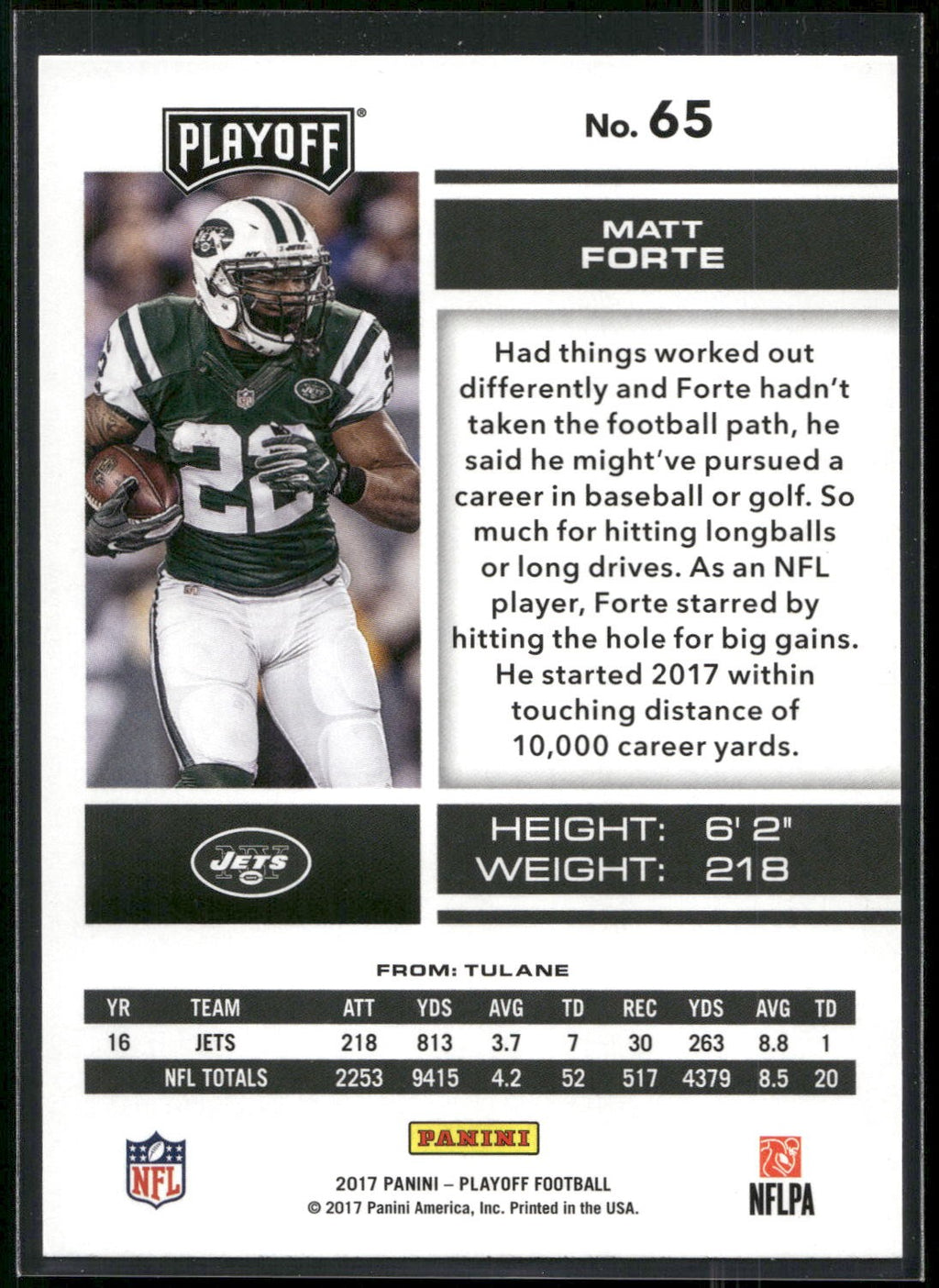 2017 Panini Playoff #65 Matt Forte