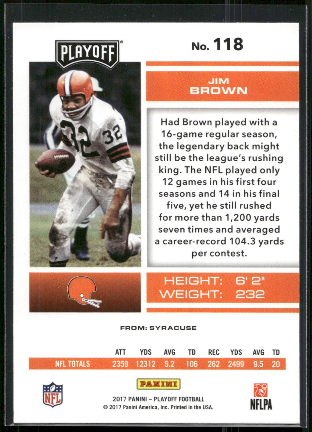 2017 Panini Playoff #118 Jim Brown