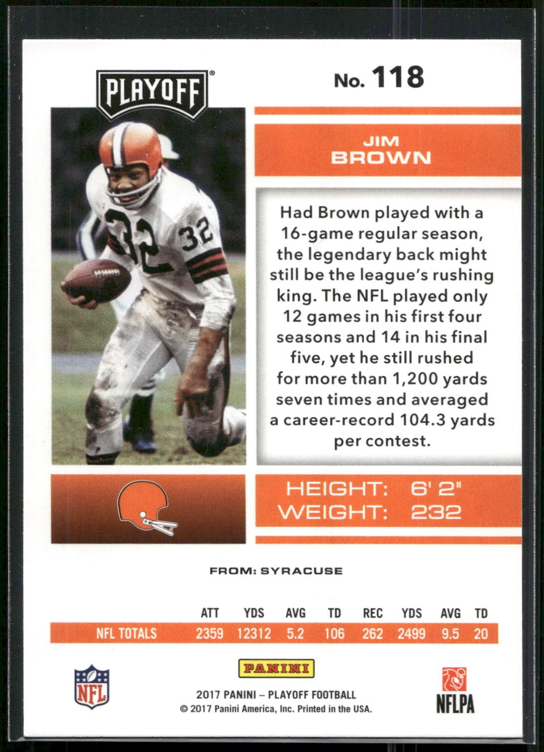 2017 Panini Playoff #118 Jim Brown