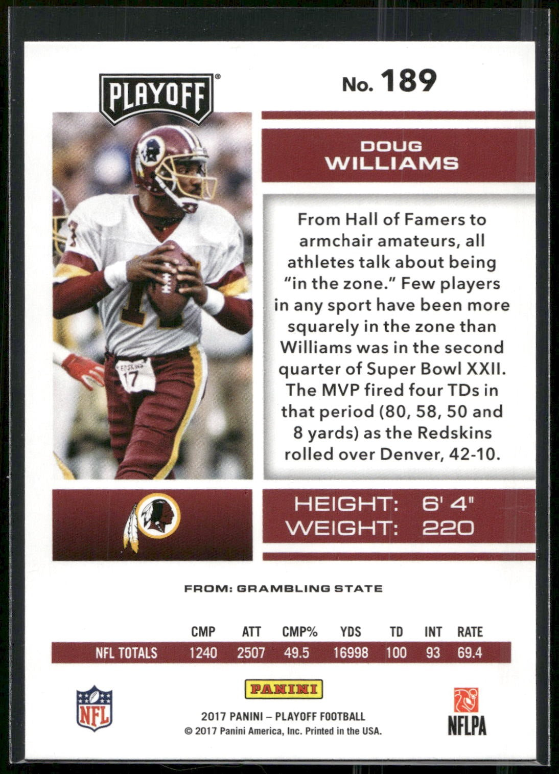 2017 Panini Playoff #189 Doug Williams