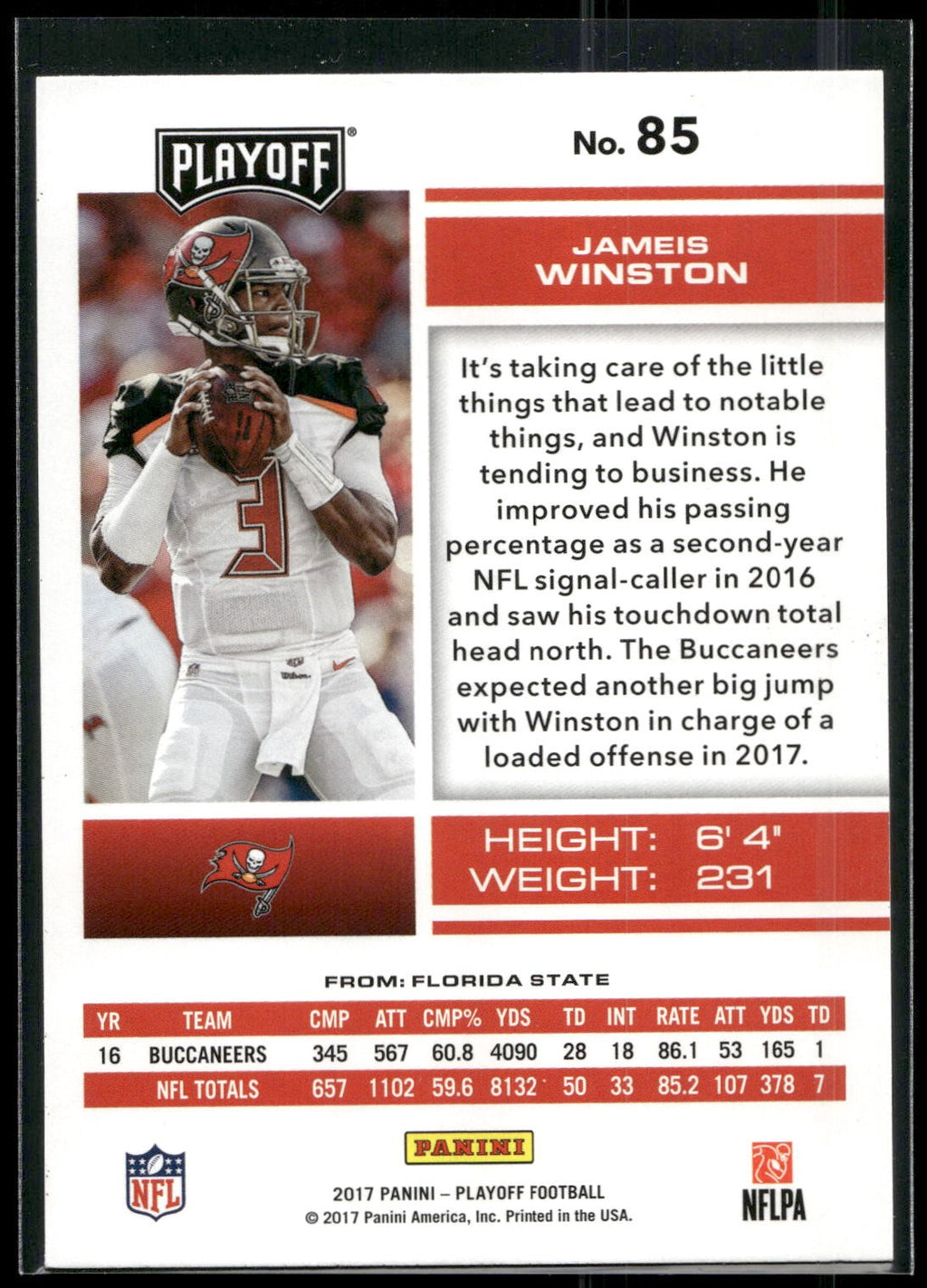 2017 Panini Playoff #85 Jameis Winston
