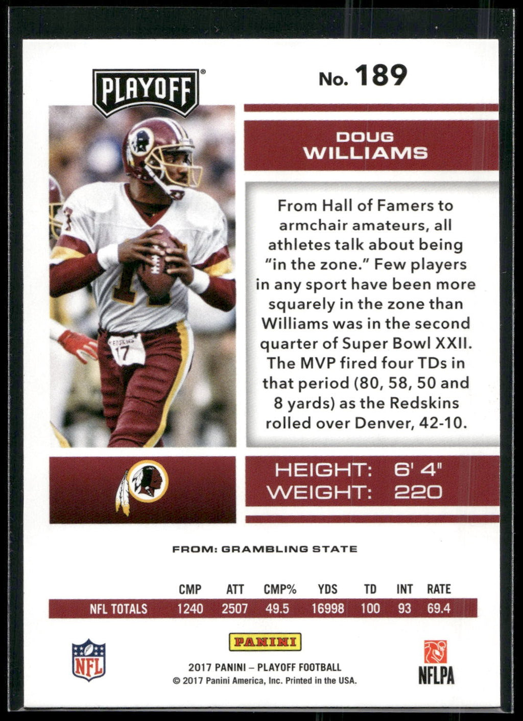 2017 Panini Playoff #189 Doug Williams