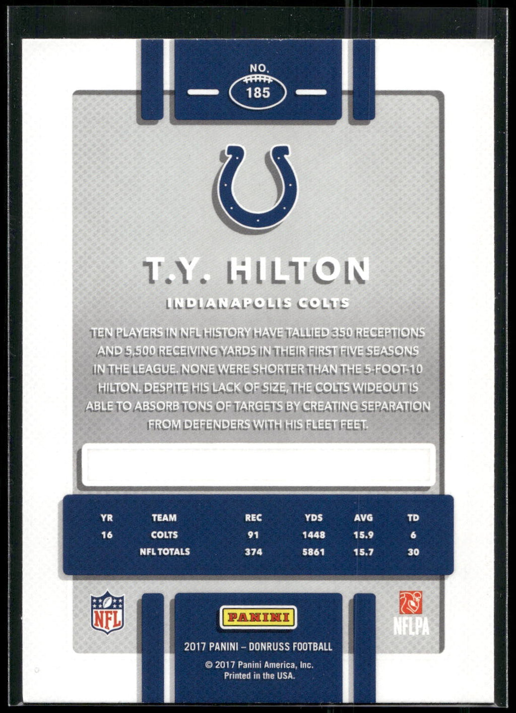 2017 Donruss #185 T.Y. Hilton