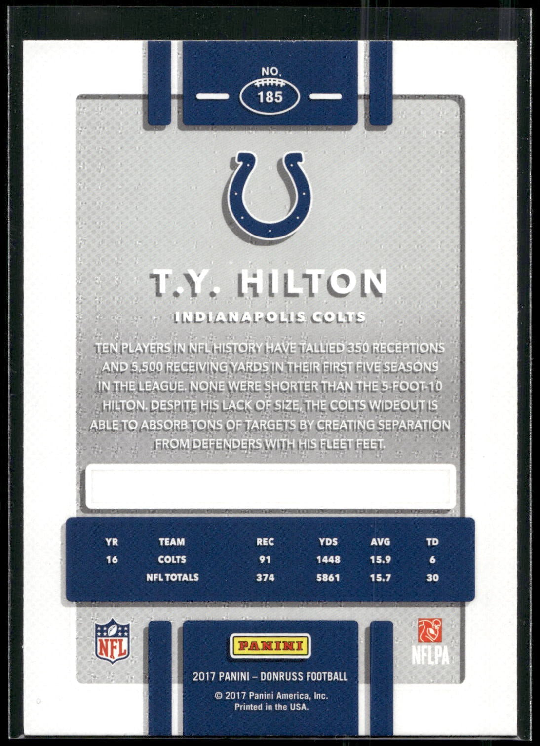 2017 Donruss #185 T.Y. Hilton