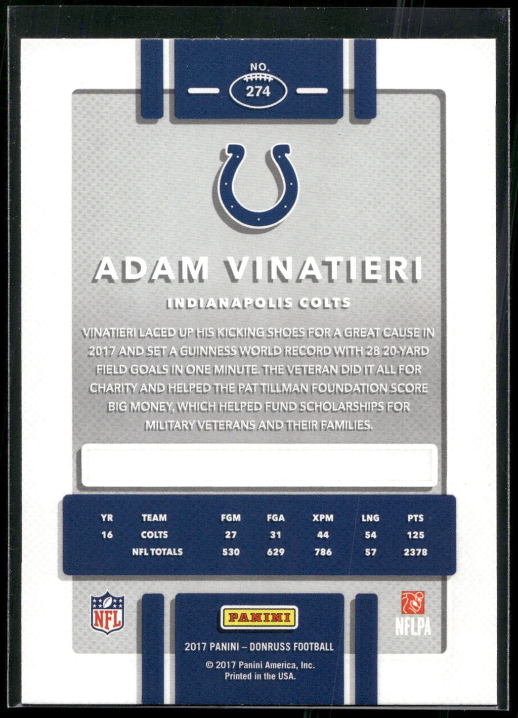 2017 Donruss #274 Adam Vinatieri