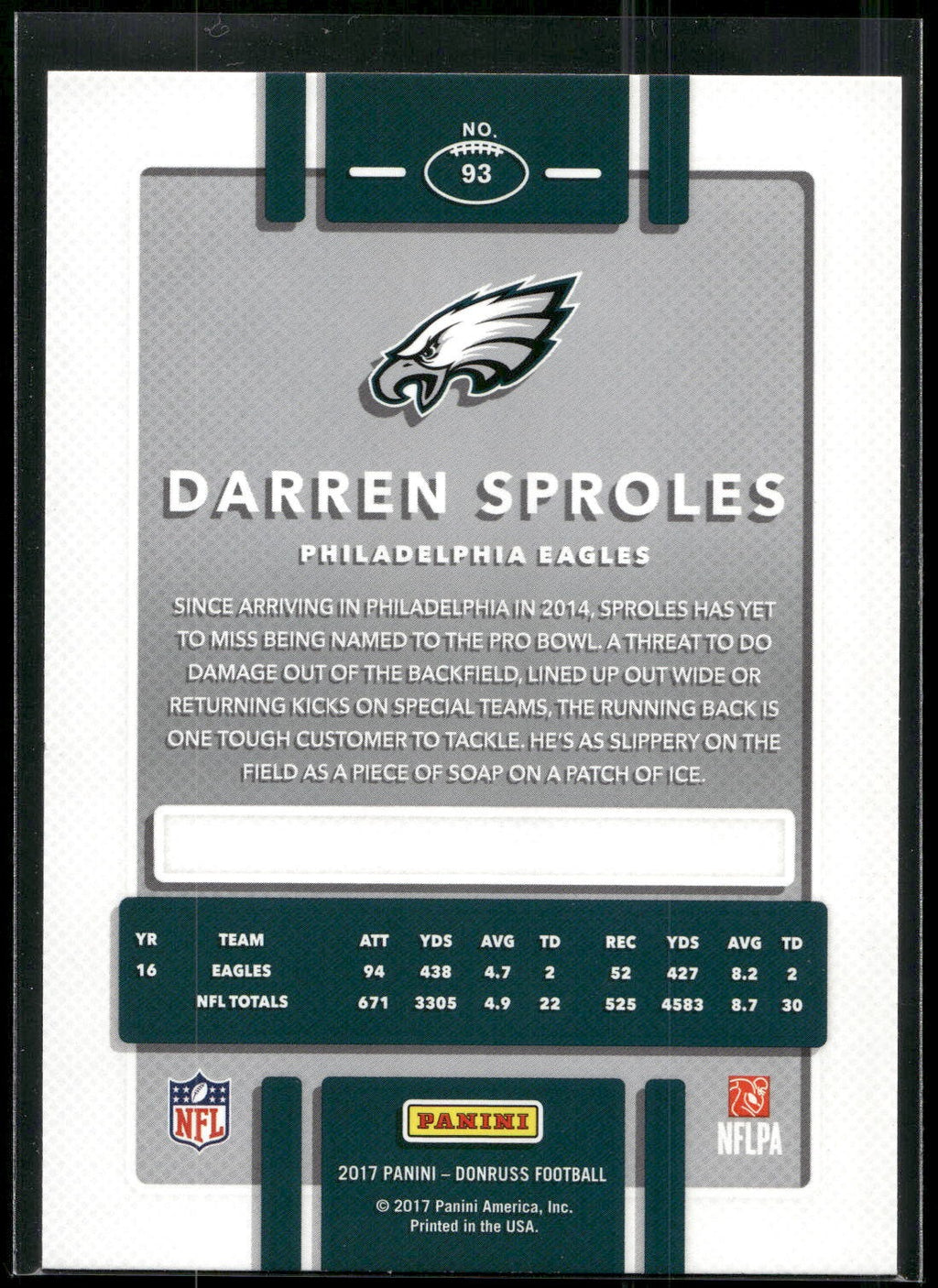 2017 Donruss #93 Darren Sproles