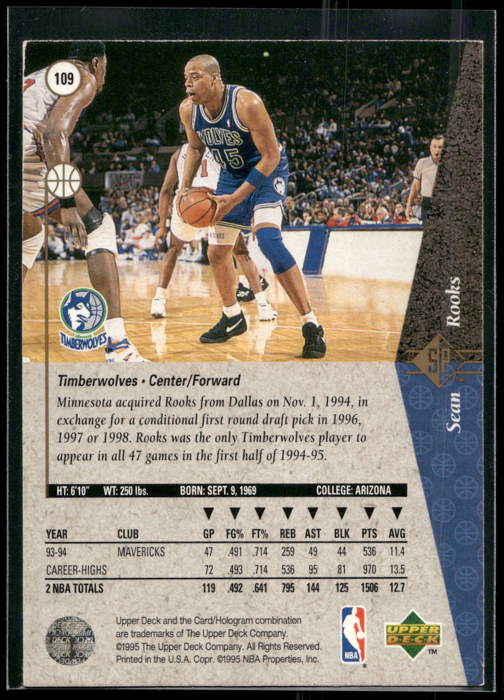 1994-95 SP #109 Sean Rooks
