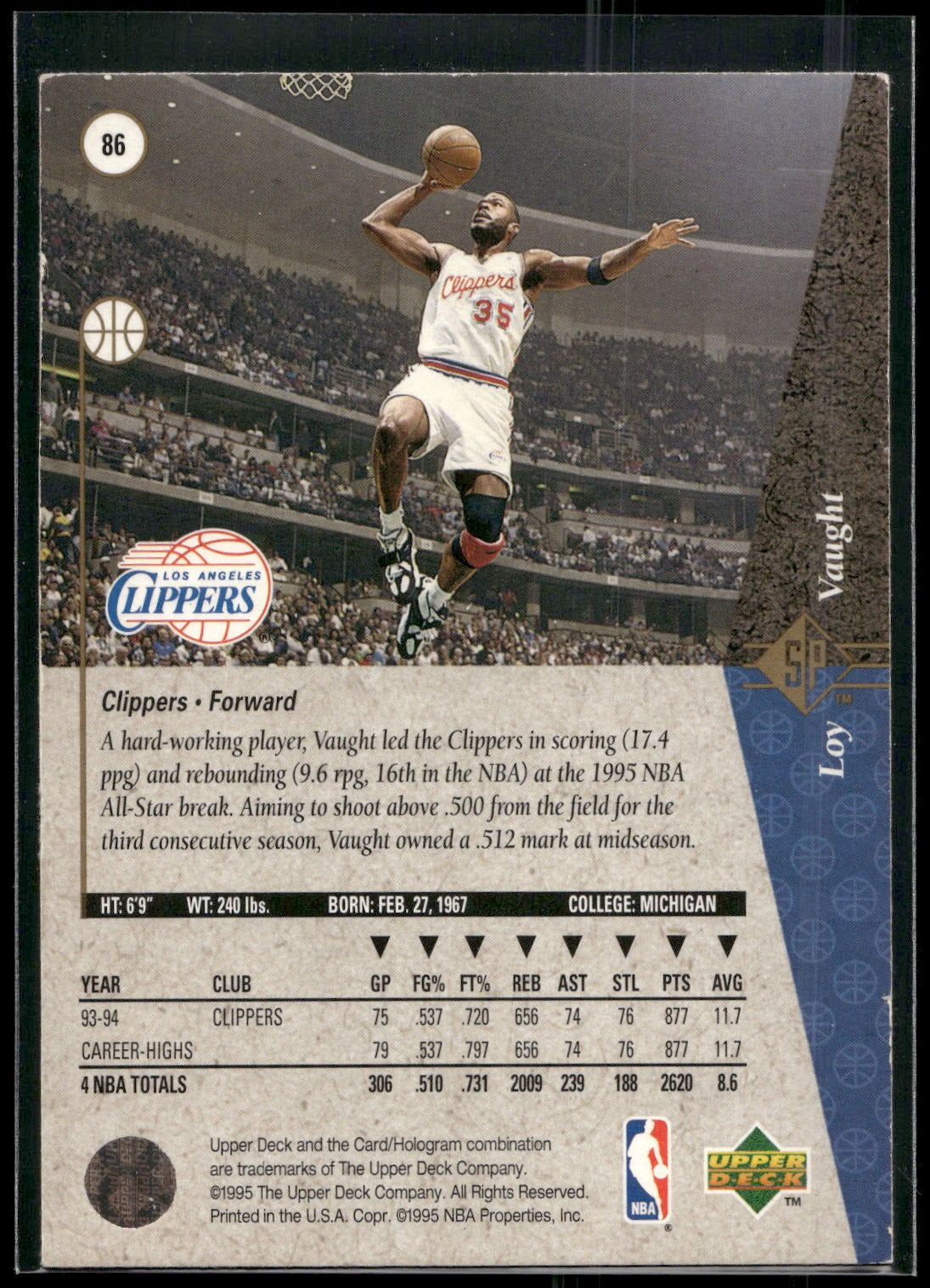 1994-95 SP #86 Loy Vaught