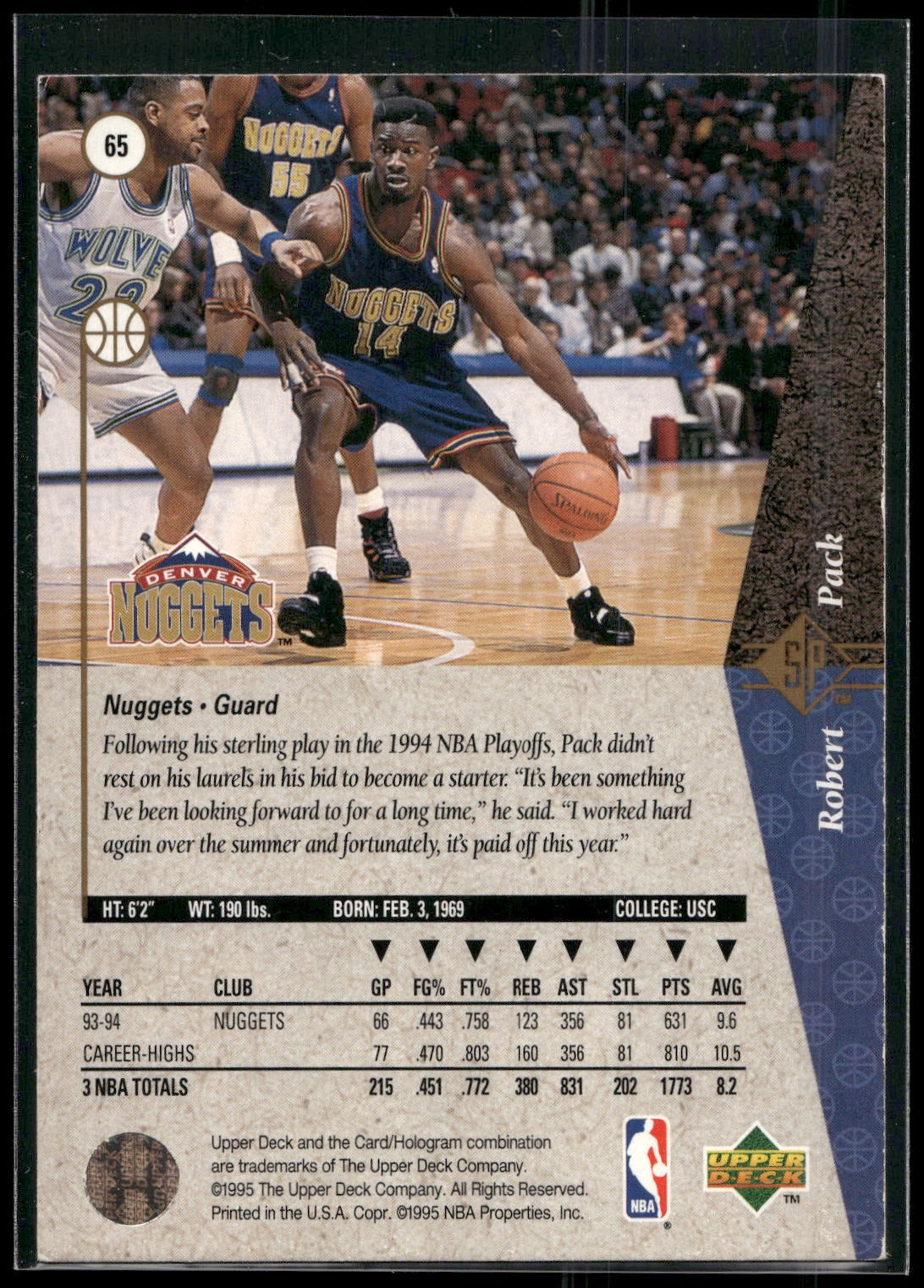 1994-95 SP #65 Robert Pack