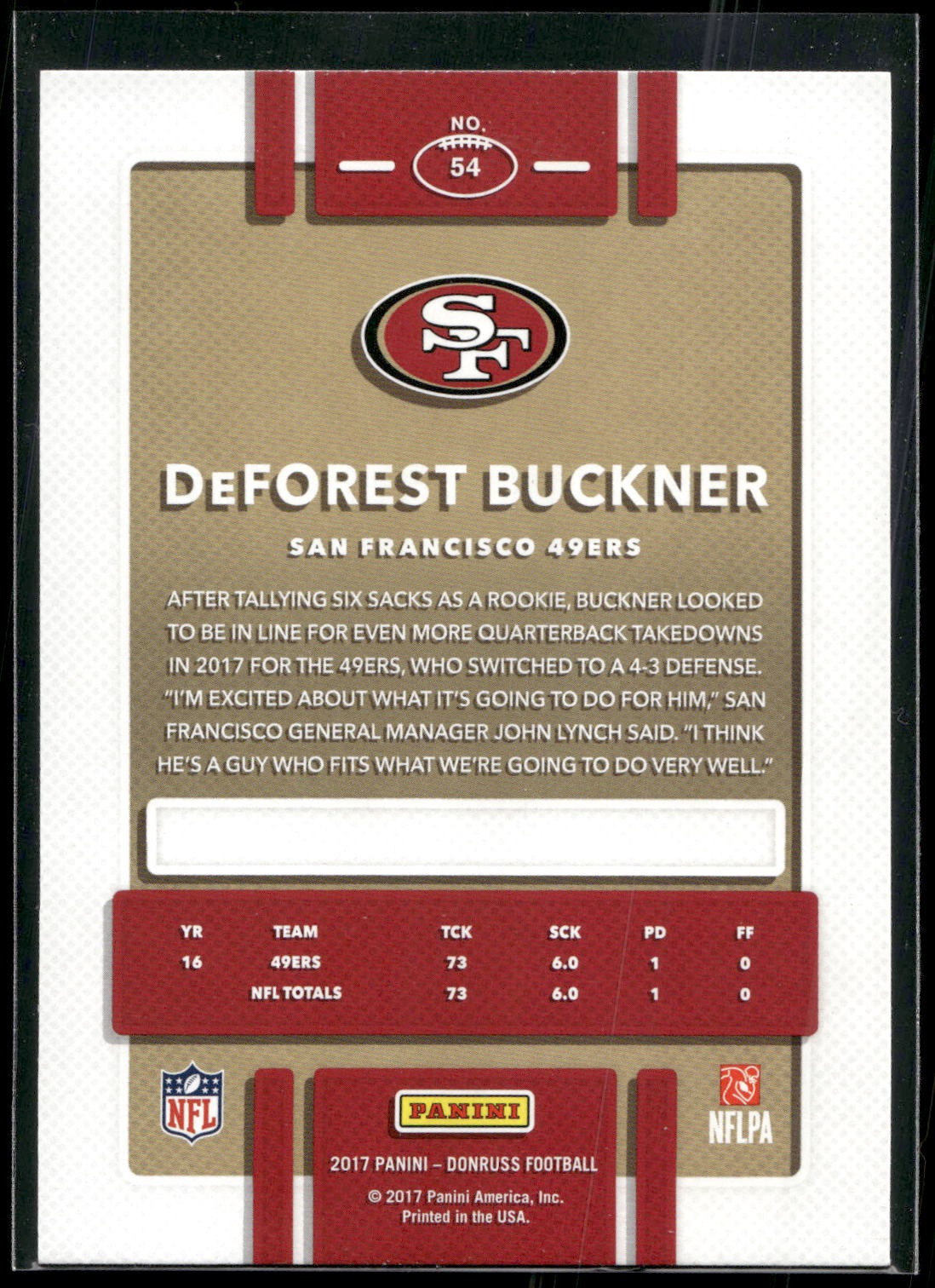 2017 Donruss #54 DeForest Buckner
