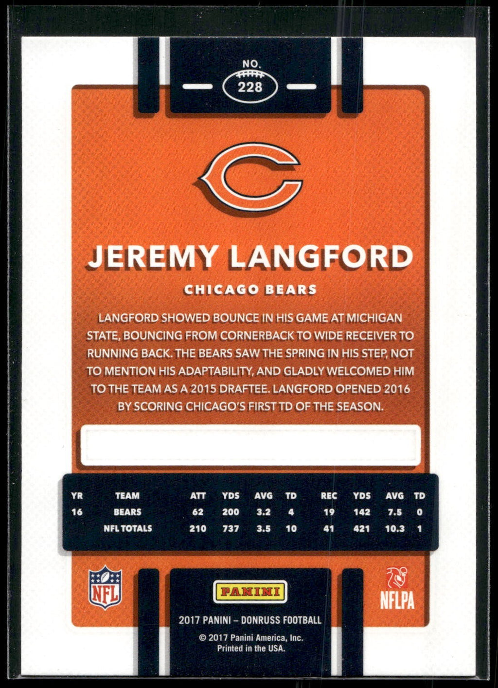 2017 Donruss #228 Jeremy Langford
