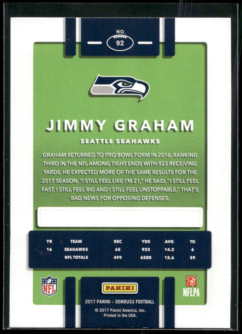 2017 Donruss #92 Jimmy Graham