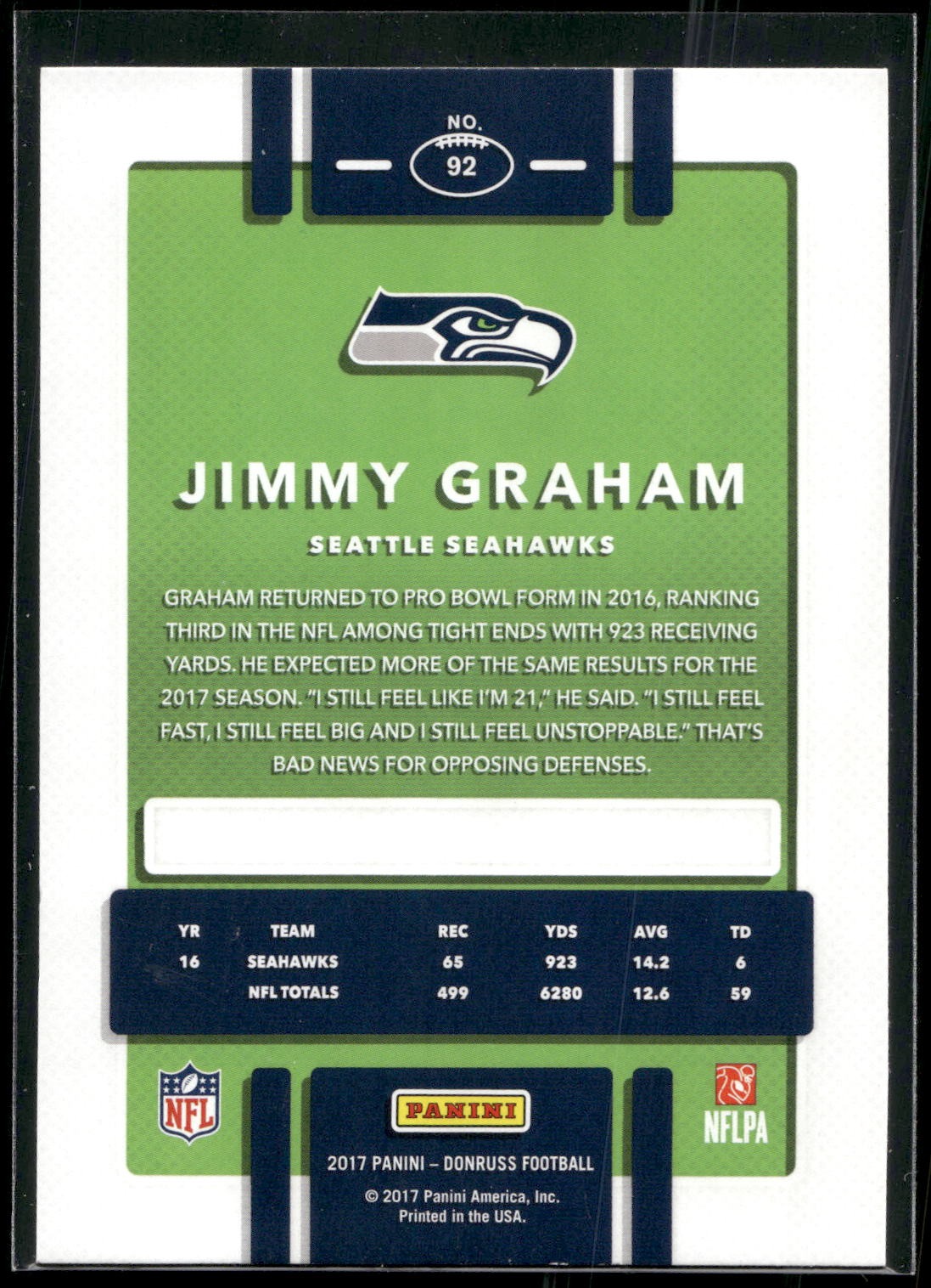 2017 Donruss #92 Jimmy Graham