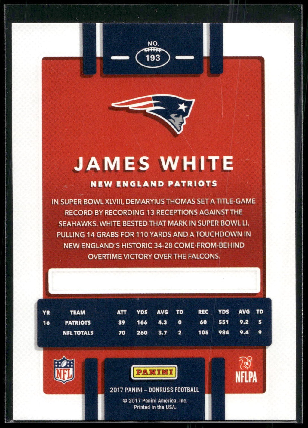 2017 Donruss #193 James White