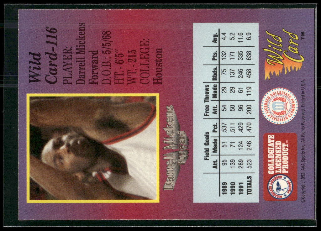 1991-92 Wild Card #116 Darrell Mickens