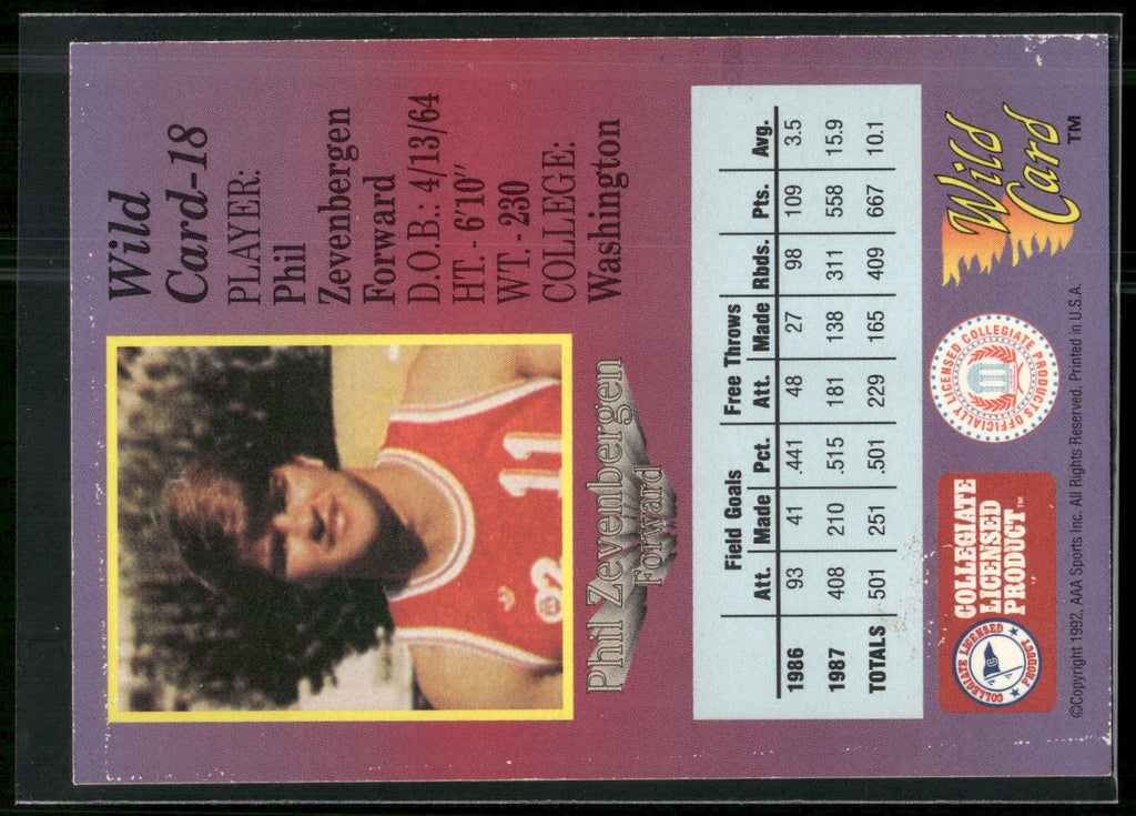 1991-92 Wild Card #18 Phil Zevenbergen