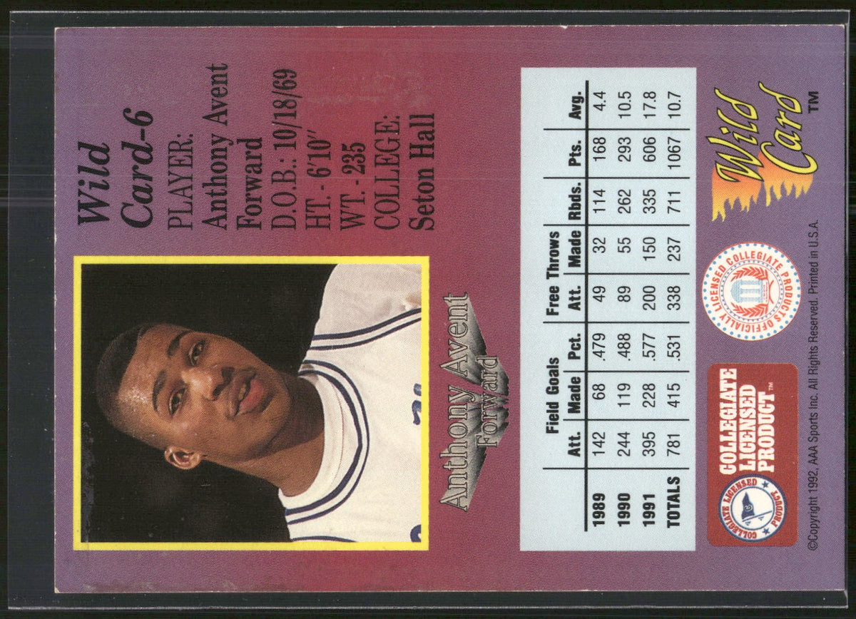 1991-92 Wild Card #6 Anthony Avent