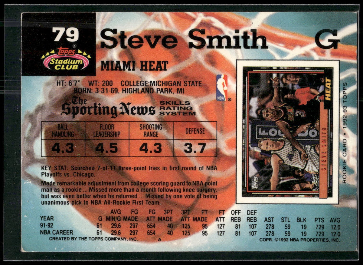 1992-93 Stadium Club #79 Steve Smith