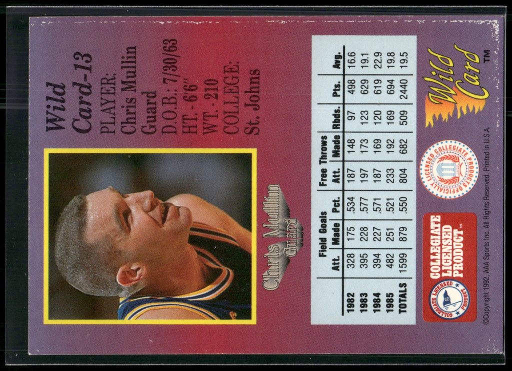 1991-92 Wild Card #13b Chris Mullin